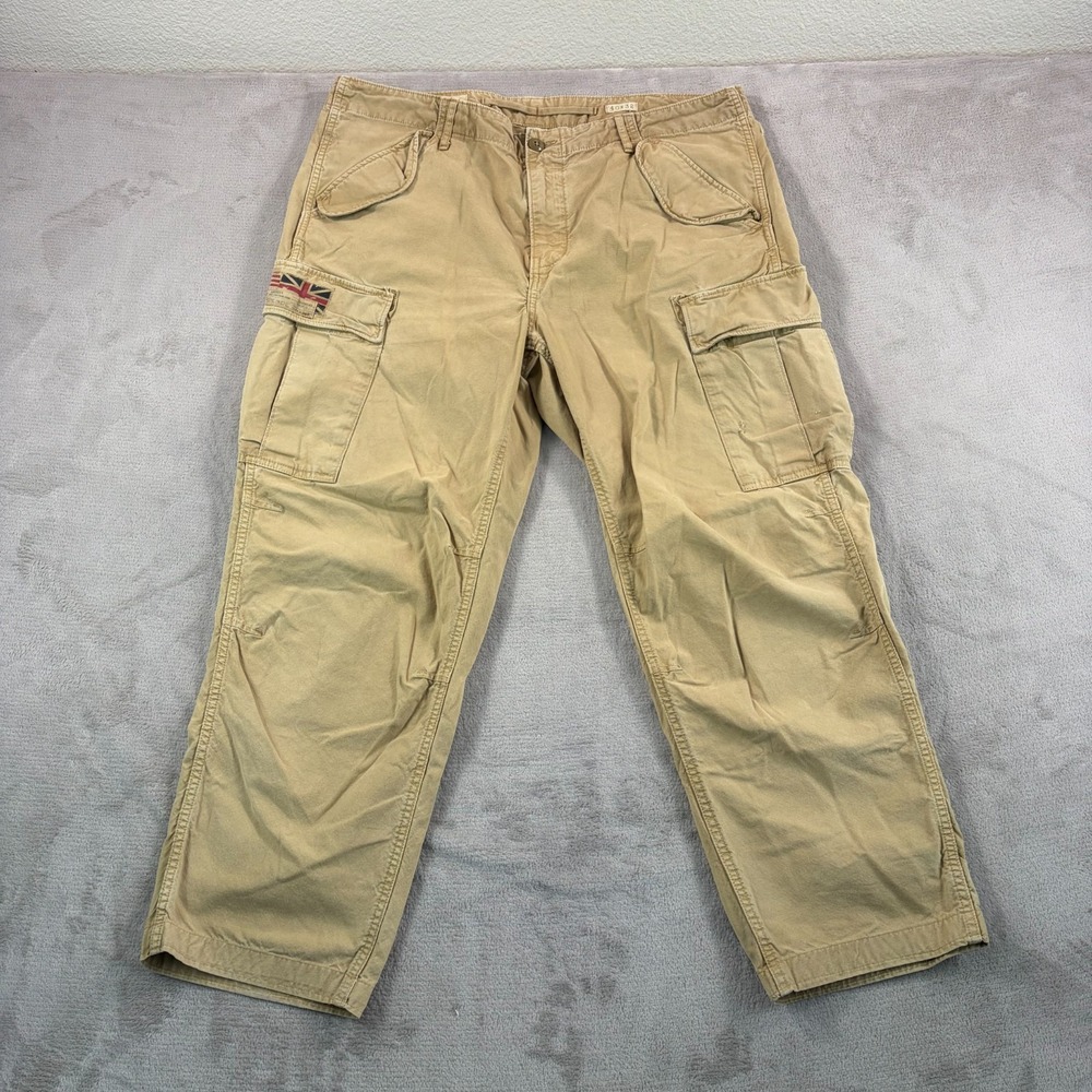 Ralph Lauren Denim Supply Cargo‎ Paratrooper USA UK Flag Pants Men 40x29.5 Khaki